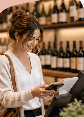 Customer checkout moment for Amster Wine rewards