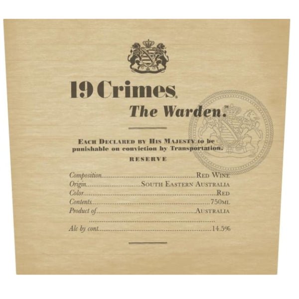 19 Crimes The Warden 750ml - Amsterwine - Wine - 19 Crimes