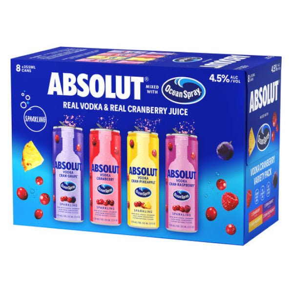 Absolut CKTL Ocean Spray Variety Pack 355ml x 8 Cans - Amsterwine - Spirits - Absolut