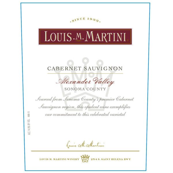 Louis M. Martini Cabernet Sauvignon Alexander 750ml - Amsterwine - Wine - Louis M. Martini