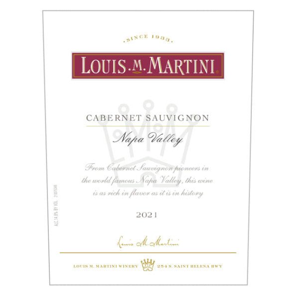 Louis M. Martini Cabernet Sauvignon Napa 750ml - Amsterwine - Wine - Louis M. Martini