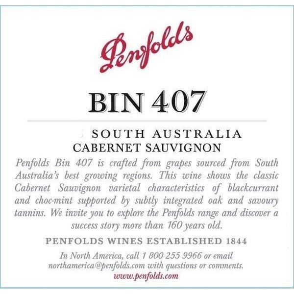 Penfolds Bin 407 Cabernet Sauvignon 750ML - Amsterwine - Wine - Penfolds