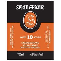 Springbank 10 year single malt 92 proof 700ml