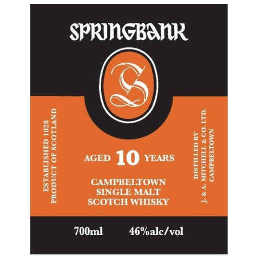 Springbank 10 year single malt 92 proof 700ml - Amsterwine - Spirits - Springbank