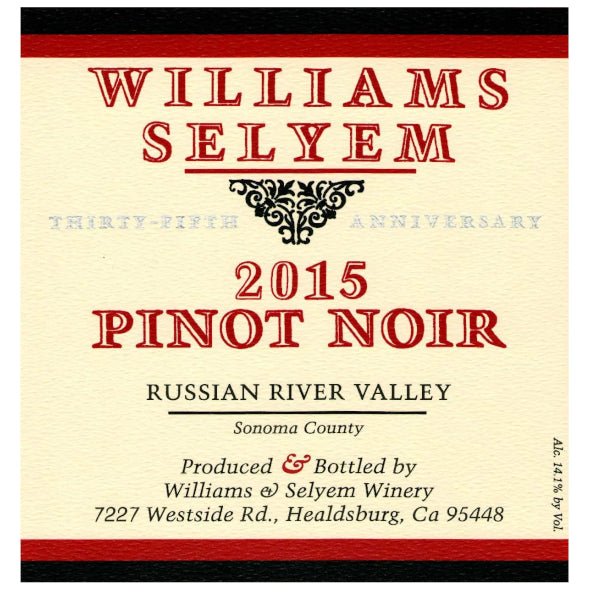 Williams Selyem Pinot Noir Russian River Valley 750ml - Amsterwine - Wine - Williams Selyem