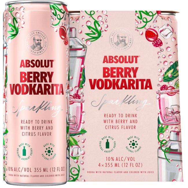 Absolut CKTL Berry Vodkarita 355ml x 4 Cans - Amsterwine - Spirits - Absolut