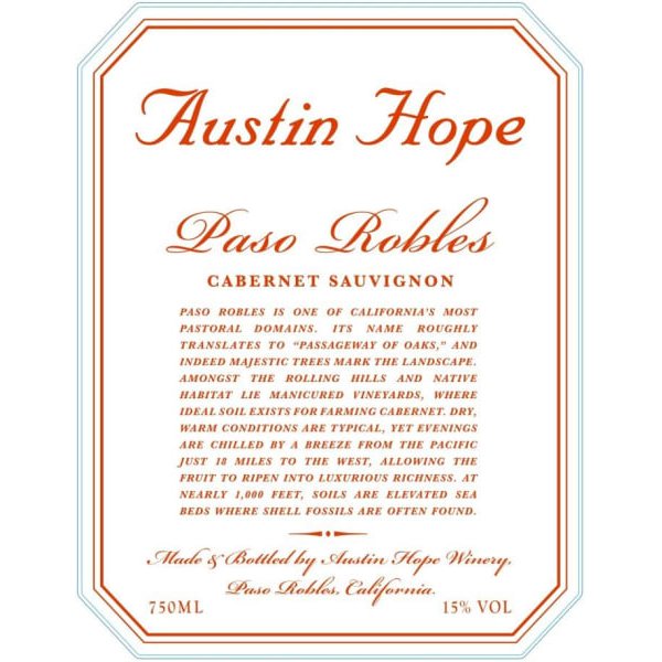 Austin Hope Cabernet Sauvignon 750ml - Amsterwine - Wine - Austin