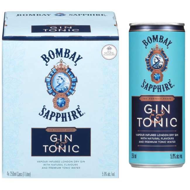 Bombay Sapphire Gin & Tonic 250ml x 4 Cans - Amsterwine - Spirits - Bombay Sapphire Distillery