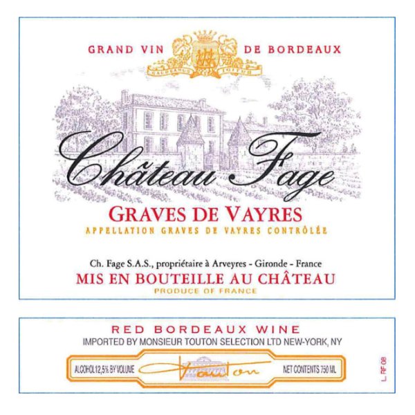 Chateau Fage Graves de Vayres 750ml - Amsterwine - Wine - Chateau Fage