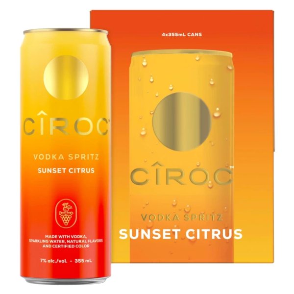 Ciroc CKTL Sunset Citrus 355ml x 4 Cans - Amsterwine - Spirits - Ciroc