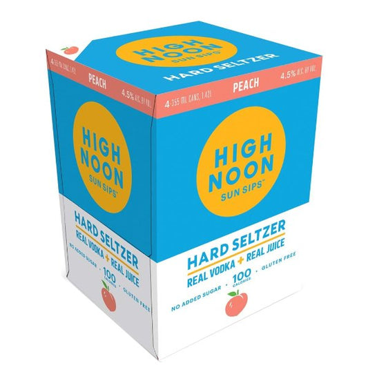 High Noon Hard Seltzer Peach 355ml x 4 Cans - Amsterwine - Spirits - High Noon