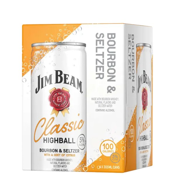 Jim Beam RTD Highball Bourbon & Seltzer 355ml x  4 Cans