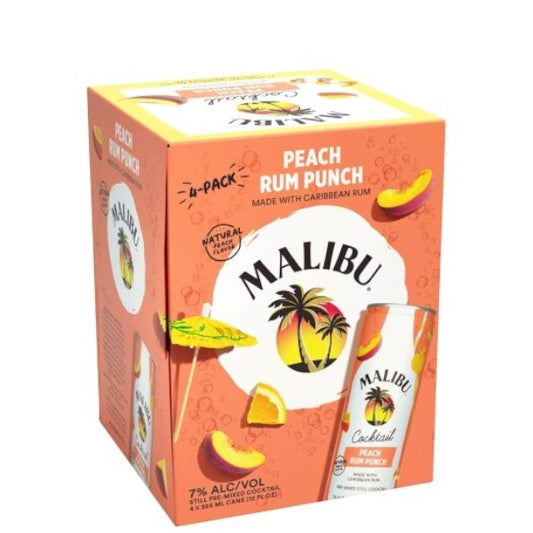 Malibu CKTL Peach Punch 4 x Cans - Amsterwine - Spirits - Malibu