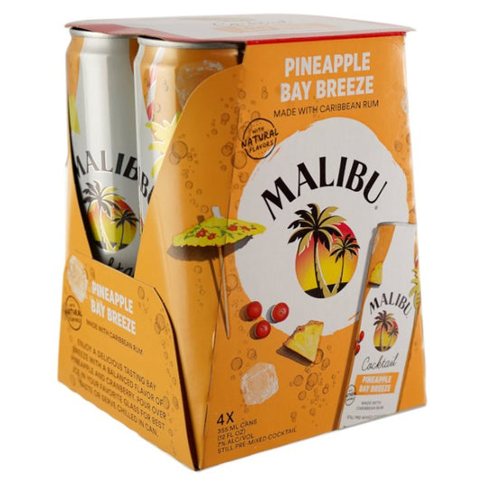 Malibu CKTL Pineapple Bay Breeze 4 x Cans EACH - Amsterwine - Spirits - Malibu